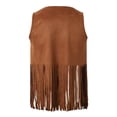 thumbnail image 6 of Western Cowboy Vest Men 70s Hippie Suede Tassel Fringe Vest Open Front Cardigan Jacket Outerwear, 6 of 8