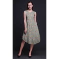 thumbnail image 2 of Bimba Robe d'Été Sans Manches à Col Rond pour Femmes, Imprimée de Feuilles Grises et de Fleurs de Plumeria, Tenue Décontractée-Xx-Grand, 2 of 6