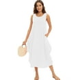 thumbnail image 5 of EFINNY Womens Sleeveless Causal Soild Kaftan Maxi Dress Long Shirt Dresses with Pockets, 5 of 7