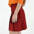 thumbnail image 2 of Women's Pleated Skirts Vintage Solid Color Knee-Length Long Skirts High Waist Casual Mid Length A-Line Skirts, 2 of 9