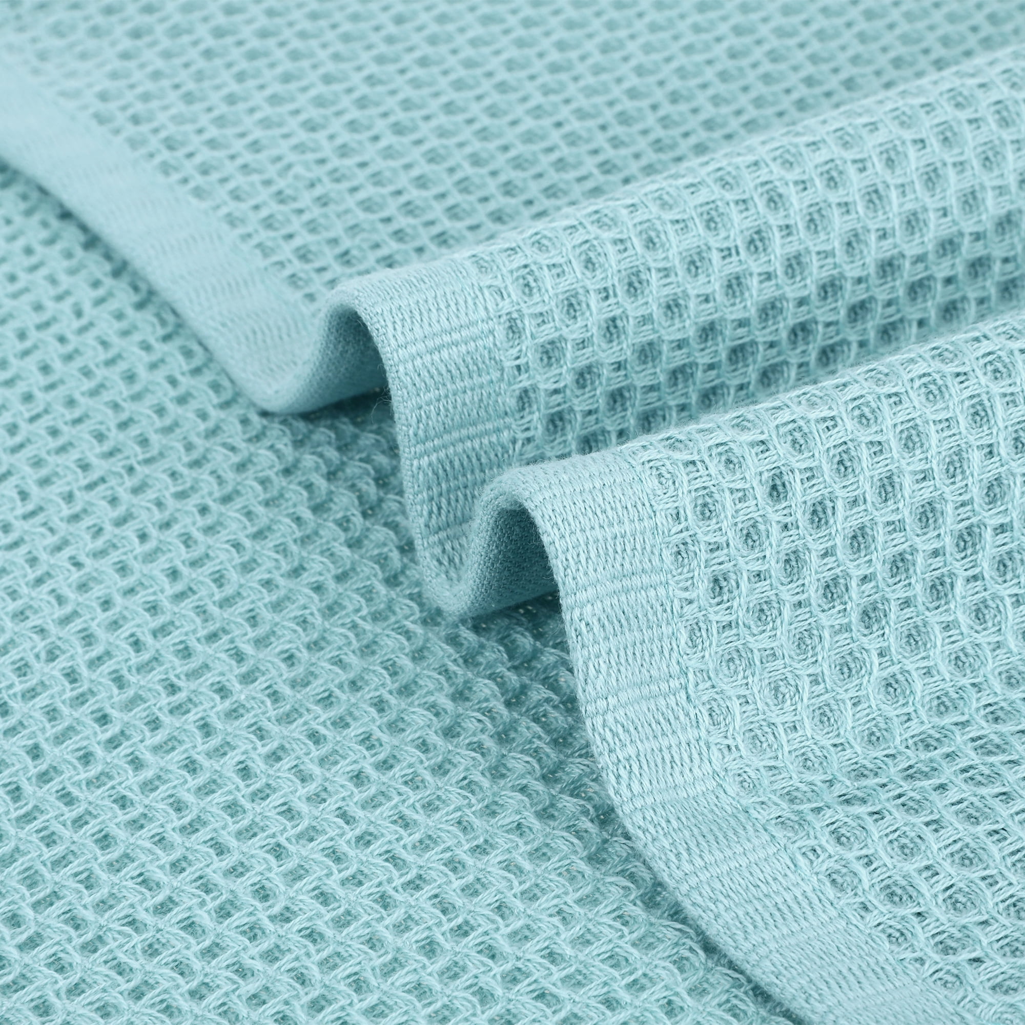 Unique Bargains Cotton Hand Towel Set Waffle Hand Towels Light Blue 2-Pieces