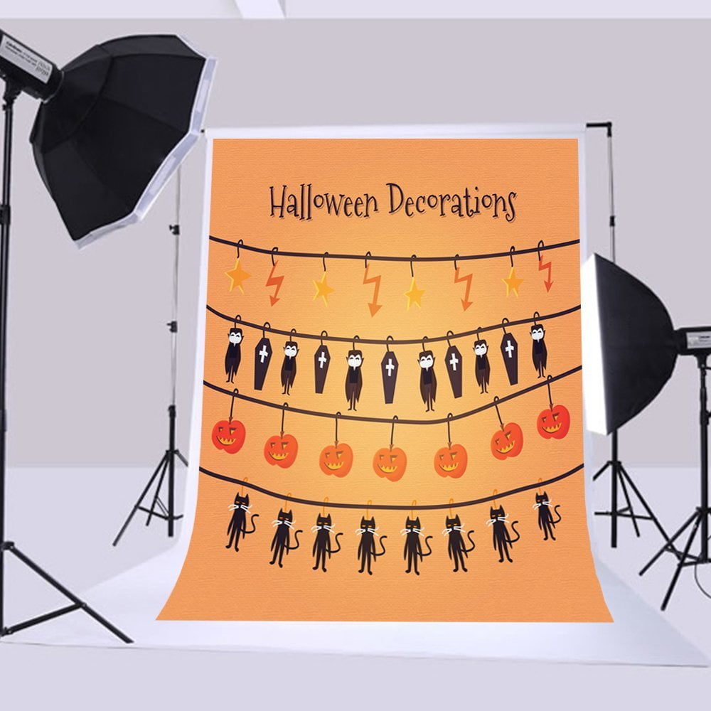HelloDecor Polyester Fabric 5x7ft Halloween backdrops for photography