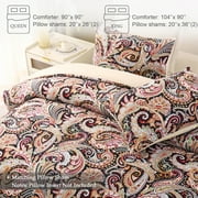 Exclusivo Mezcla 3-Piece Paisley King Size Comforter Set, Microfiber Bedding Down Alternative Comforter for All Seasons with 2 Pillow Shams, Black and Camel