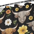 thumbnail image 3 of Black Highland Cow Flower Pattern Shower Curtain 72"x84" ,Bathroom Decorative Shower Curtains Set with 12 Hooks,Modern Waterproof Washable Shower Curtain, 3 of 6