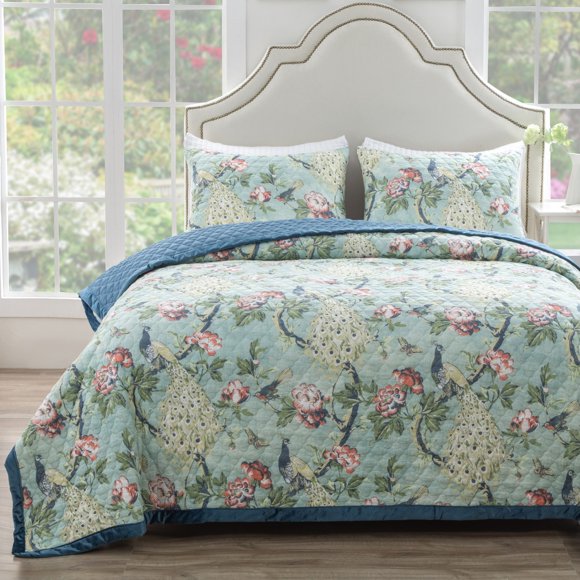 Pavona Jade, Quilt Set 3-Piece Full/Queen