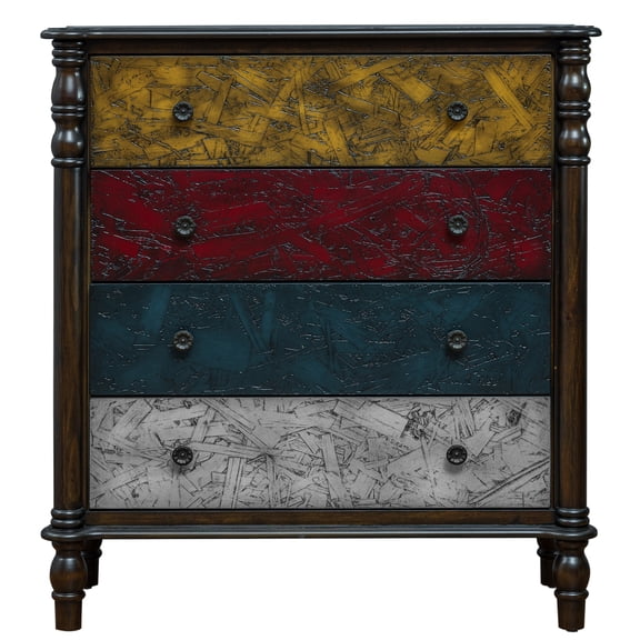 Aukfa 4 Drawer Dresser, 32" Chest of Drawers Bedroom Storage Cabinet for Small Spaces,Colorful