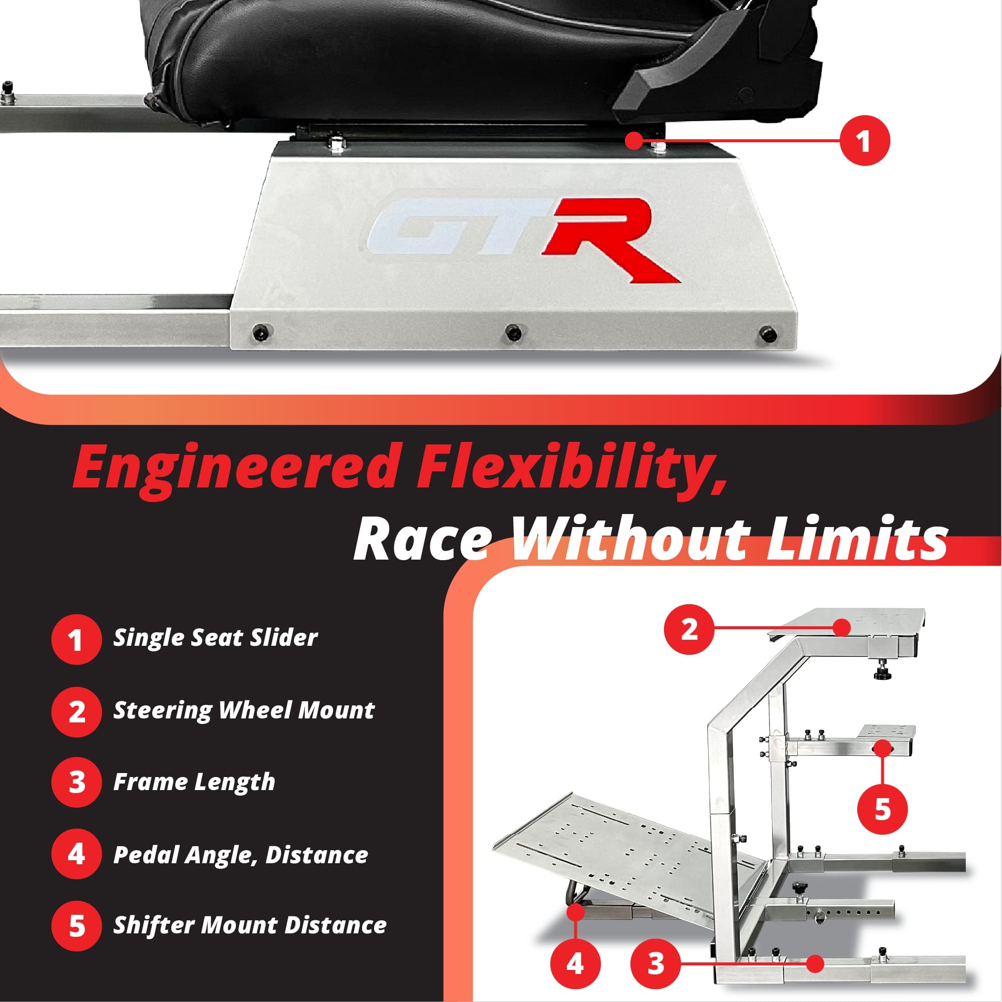 GTR Simulator Adjustable & High Back Gaming Chair Rocker, Black