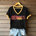 thumbnail image 1 of Women's Football Graphic T-Shirt, Women's Fashion V-Neck Short Sleeve T-Shirt with Letter Print for Casual Wear for Soccer Tournament 2026 Black Size: 2XL, 1 of 5