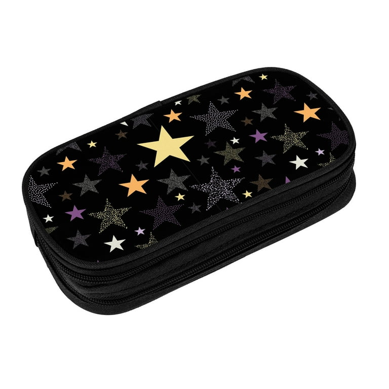 XMXY Large Capacity Pencil Case, Darkness Shines Star Pencil Box Pouch with  Compartments Portable Pencil Bags with Zipper for Teen Girl Black 