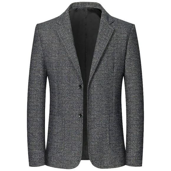 Avamo Mens Business Jacket Single-breasted Blazer Solid Color Cardigan Jackets Regular Fit Outwear Formal Blazers Light Gray M