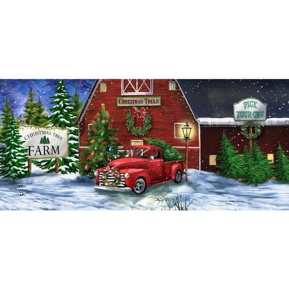 Briarwood Lane Christmas Tree Farm Mini Mat 22x10 Indoor Outdoor For Christmas Doormat
