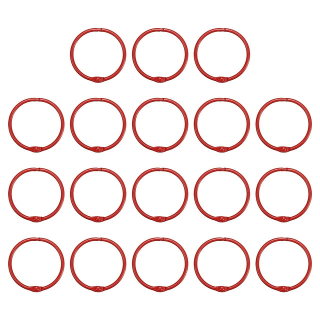 Unique Bargains 45mm Loose Leaf Binder Rings, 18 Pack 3mm Metal Flash Card Book Binding Rings for Key Chain Card Scrapbooks, Red