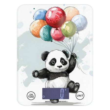 Panda Bear Balloons Food Scale Digital Kitchen Scale Waterproof Tempered Glass Tare Function 11 lb for Baking Cooking Meal Prep