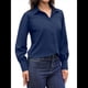 thumbnail image 3 of Blusa Elegante de Larga para Mujer, Estilo Informal, con Cuello Abotonado y Plisada Al Frente. Azul Marino L, 3 of 7