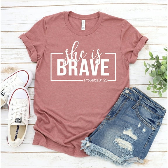 She İs Brave T-shirt Empowered Shirt Girl Power Tee Feminism Top Gift Women's Shirts Powerful Strong Be Unisex Cute Human Rights Inspirational