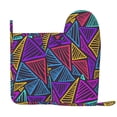 thumbnail image 3 of ZNDUO Non-Slip Cooking Oven Gloves, Modern Triangle Texture Abstract Pattern Oven Mitts and Pot Holders Set, 3 of 8