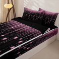 thumbnail image 3 of Erosebridal Sparkling Star Zipper Twin Comforter Sets with Fitted Sheet and 2 Pillowcases,Glitter Curtain Print Zipper Bedding Set,Pink Black,Black Reversible, 3 of 6