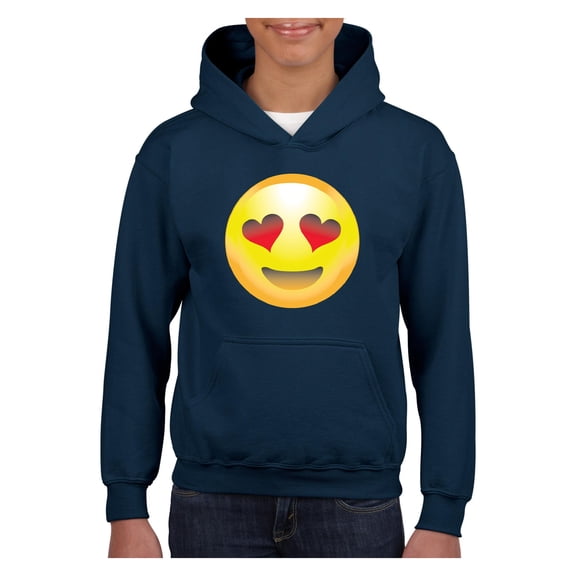 MmF - Big Boys Hoodies and Sweatshirts, up to Big Boys Size 24 - Emoji Heart-Shaped Eyes