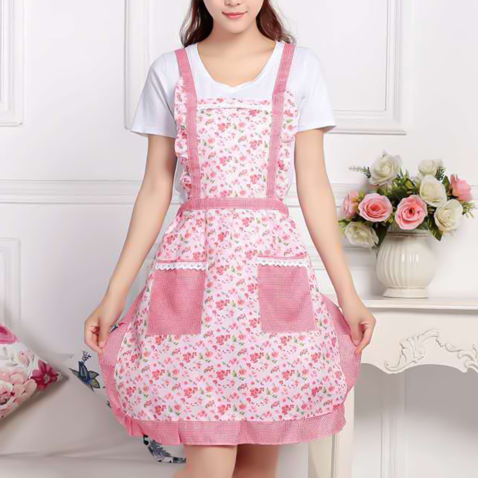 1 pc Apron Cotton Oil Proof Thicken Apron Cooking Pinafore for Gardening Cooking 