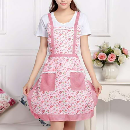 

Dream Lifestyle Kitchen Floral Aprons for Women Cute Flower Print Soft Aprons Cooking Aprons with Pockets for Cooking Baking Gardening Household Cleaning