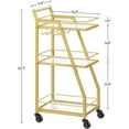 thumbnail image 3 of Bar Cart, 3-Tier Bar Cart for The Home, Home Bar Serving Cart with Glass Holders, Beverage Cart for Kitchen, Dining, Party Room, Gold, 3 of 17