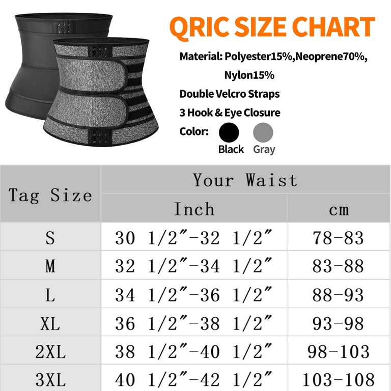 QRIC Neoprene Sauna Sweat Waist Trainer Corset for Women Waist Trimmer  Girdle With Double Strap Workout Belts for Weight Loss