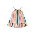 thumbnail image 1 of Faithtur Robe d'Été Sans Manches pour Filles Imprimé Rayures Verticales Ourlet à Volants Robe Décontractée à Bretelles Spaghetti, 1 of 8