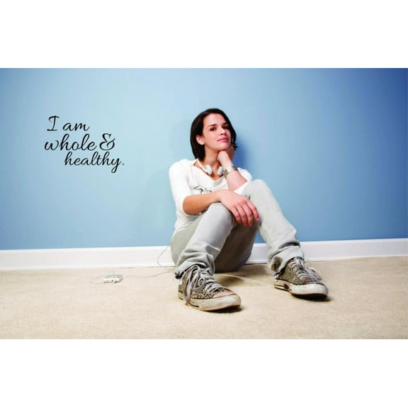 I Am Whole & Healthy Vinyl Wall Decal for Home - Powerful Strong Happy Perfect Loving Cute Wall Décor Bedroom Living Room Entry - Removable High Tact - Size: 8 In x 20 In