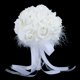 thumbnail image 3 of Ramo de rosas artificiales de simulación, ramo de flores para boda, decoración, suministros de boda, color blanco, 3 of 8