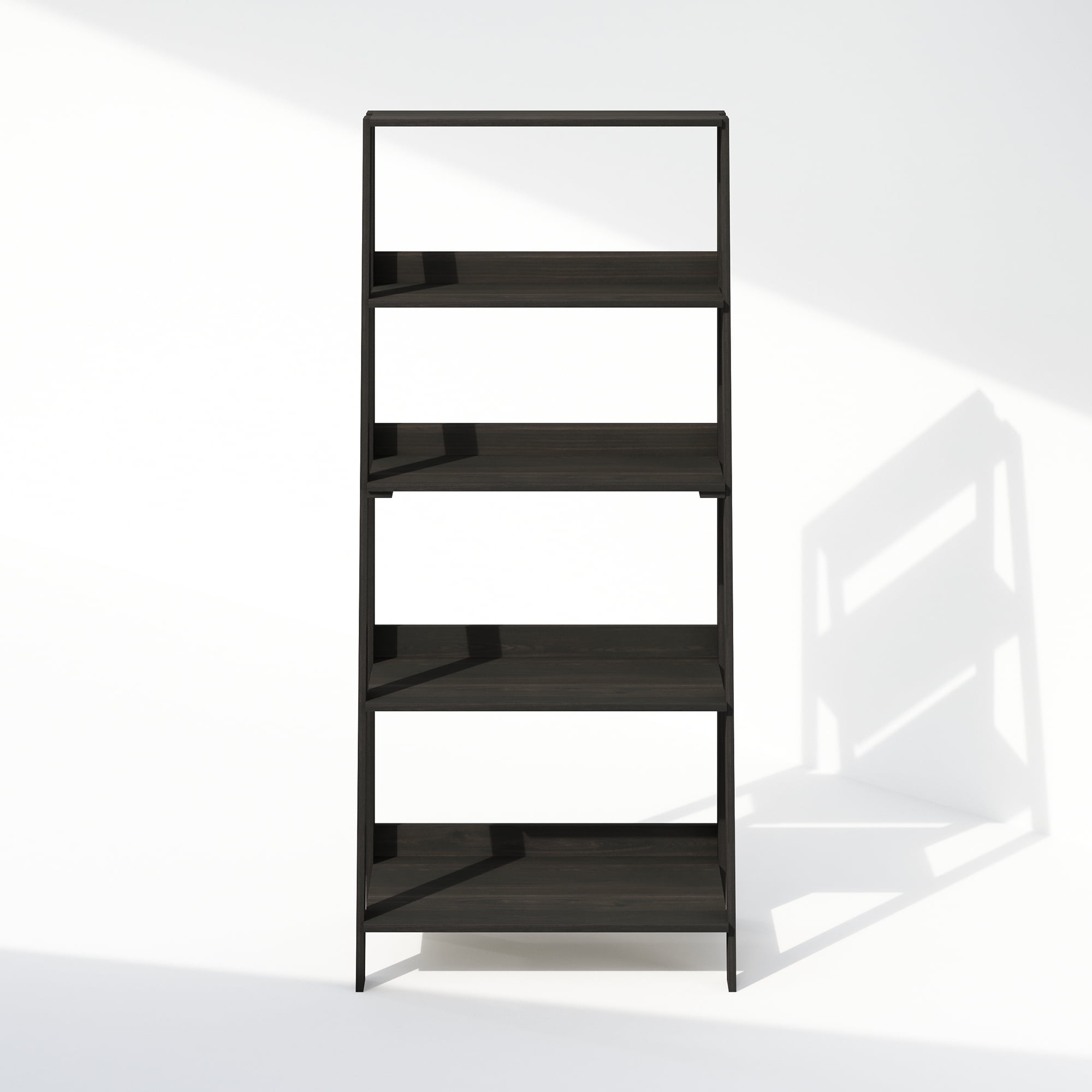 Furinno Ladder Bookcase, Bookshelf, Display Shelf, 5-Tier, Espresso, Adult