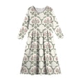 thumbnail image 4 of Inglocry Girls Maxi Dress Long Sleeve Casual Round Neck Holiday Dress with Pockets for 5-14 Years Teen Summer Dresses Mint Green 5-6Y, 4 of 4