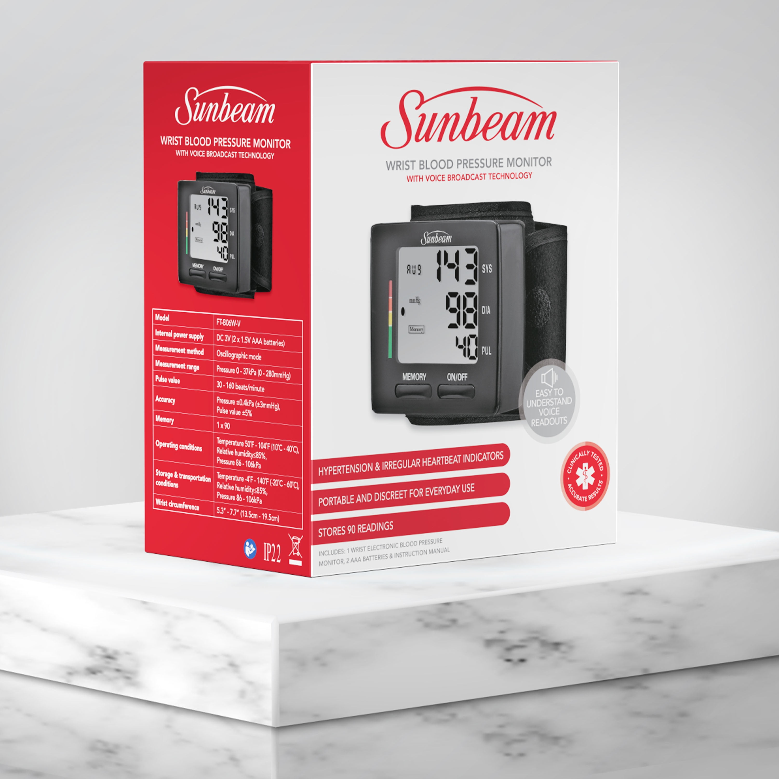 Sunbeam Upper Arm Blood Pressure Monitor with Batteries 16985 - The Home  Depot