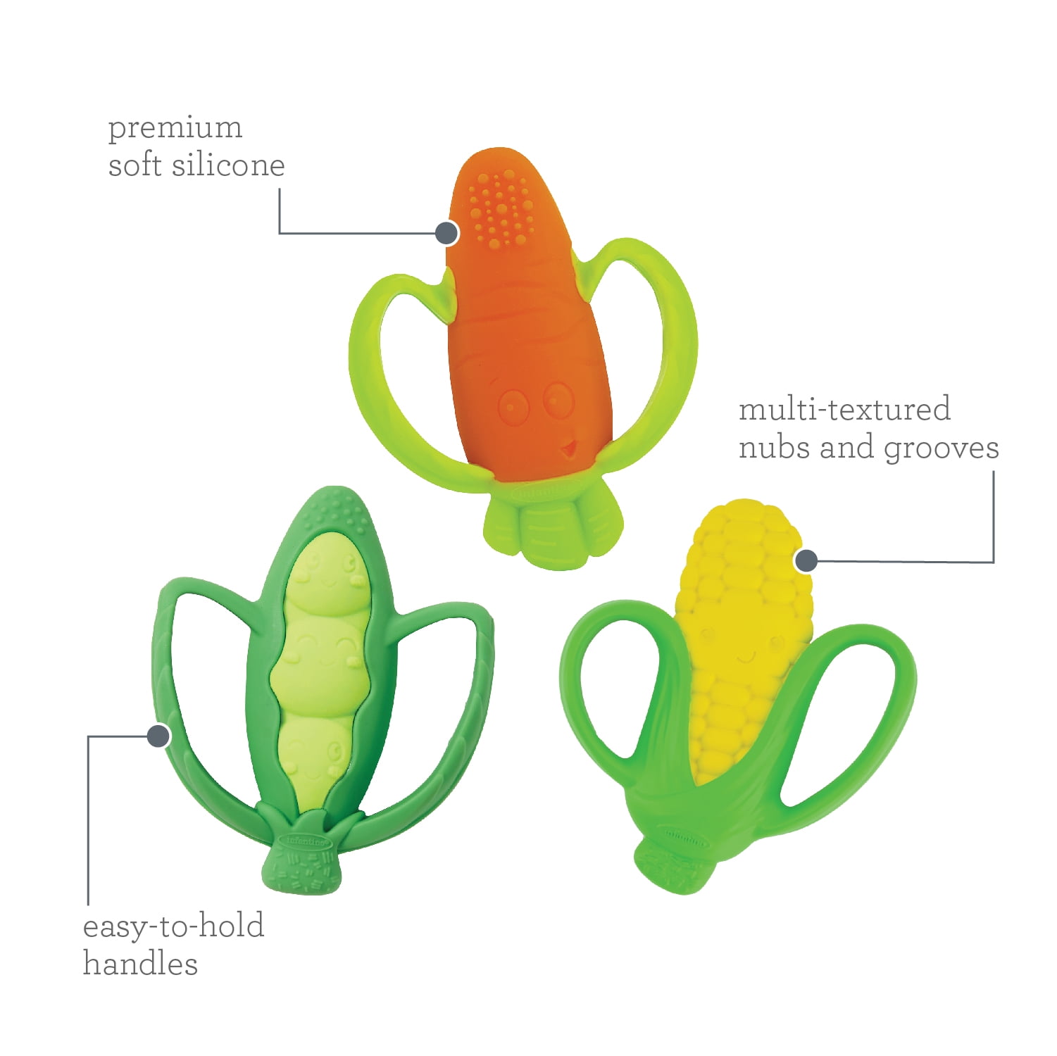 Infantino Farmers Market Veggie Teether Gift Set, for Babies 6-12 Months, Multicolor
