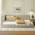 thumbnail image 2 of Beige Daybed/ Bed Upholstered Full Size - Modern Classic Look, Enhances Home, With Slats Kit Velvet Elegance, Fits Home , Support, 2 of 6