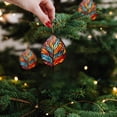 thumbnail image 4 of Stained Glass Leaf Ornaments, 3.14 inch Colorful Acrylic Fall Pendants, Flat Printed Christmas Hanging Charms, Gold Cord Decorations, Autumn Wreath Embellishments, Xmas Tree Home Holiday Decor, 4 of 5