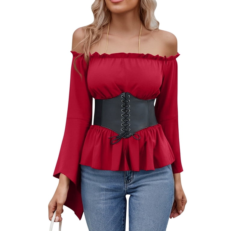 TrdSipl Womens Renaissance Blouse Corset Waist Belt Medieval  display picture 3