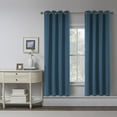 thumbnail image 6 of Mustard Yellow Faux Linen 100% Blackout Curtains for Bedroom - 72 Inches Long Thermal Insulated Window Treatment Primitive Rustic Curtain Drapes for Living Room(Denim Blue,2 Panels,W 52 x L 72 Inch), 6 of 15