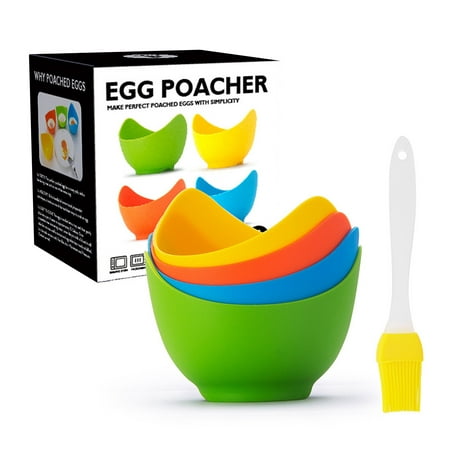 

IMSHIE Silicone Egg Poacher Cups Eggs Poaches Without the Stress or Mess Set of 4 Nonstick Pods For Easy Release and Cleaning - BPA Free Stove Top and Dishwasher Safe
