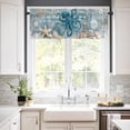 thumbnail image 2 of Hokiten Rod Pocket Curtain Valance, Teal Coastal Octopus Farmhouse Window Valance for Living Room, Bedroom, Kitchen Nautical Starfish Coral Beach 54"W x 18"L, 2 of 8