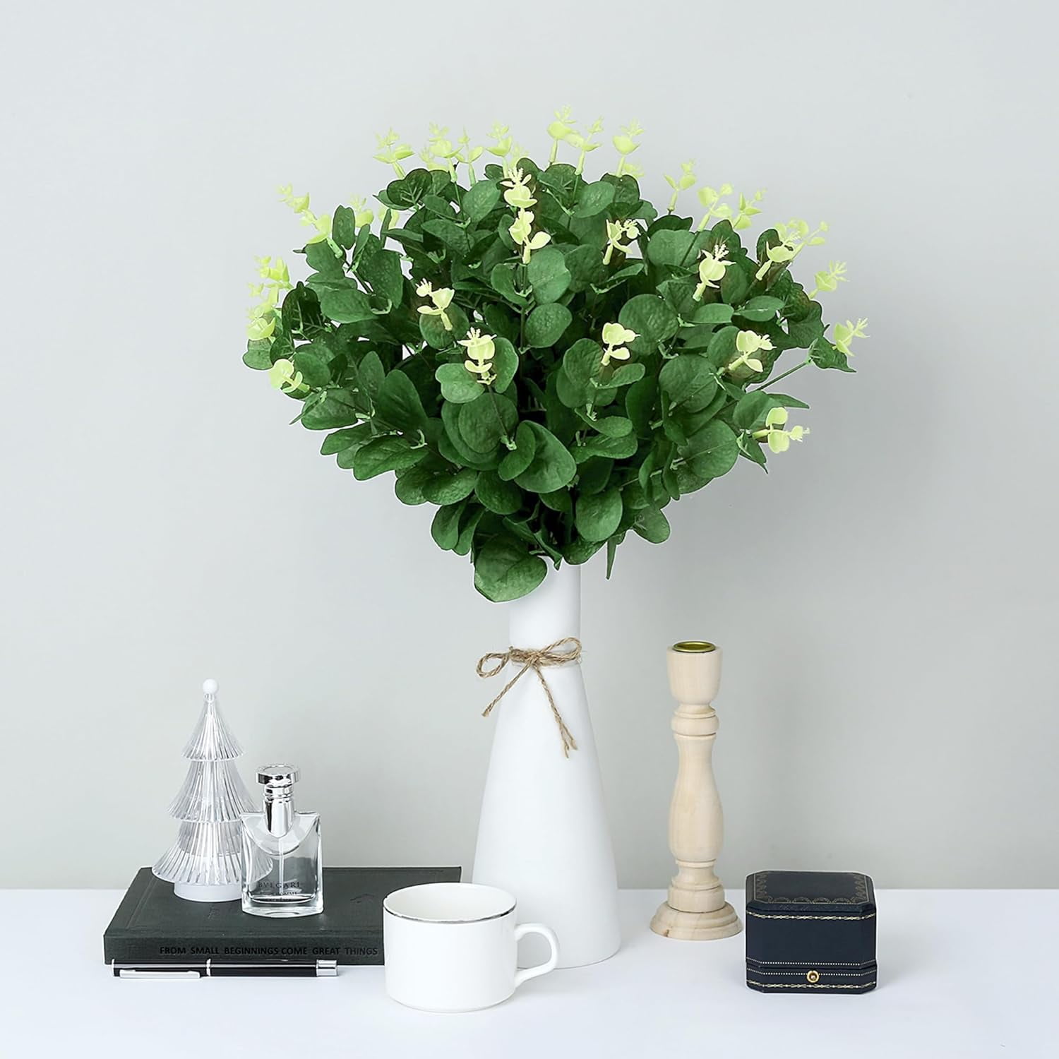 10 Pcs Faux Eucalyptus Stems Artificial Greenery Stems Green Fake Plants Leaves for Wedding Centerpiece Spring Easter Farmhouse Home Room Decor