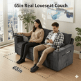 thumbnail image 4 of 65in Sleeper Sofa Bed, 3 in 1 Convertible Pull Out Couch with Small Table, USB Ports, Cup Holders & 5-Level Adjustable Backrest, Corduroy Loveseat Sofa for Apartment, Bedroom, Living Room (Dark Gray), 4 of 9