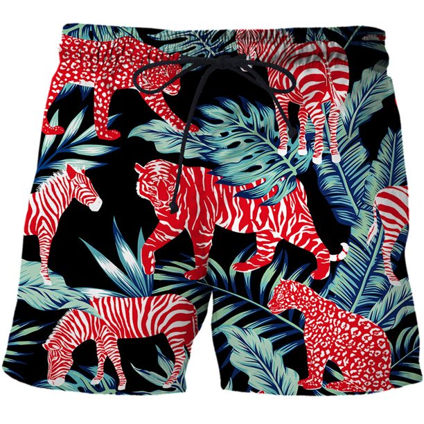 Pantalones cortos de playa 3D con estampado de leopardo de la selva para hombre, Shorts de Surf de secado rápido para verano, Shorts deportivos informales Fivean unisex
