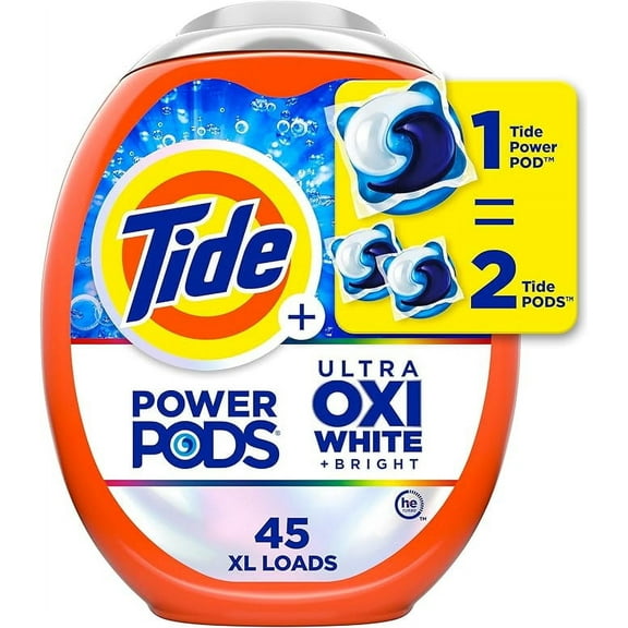Tide Power Pods   Ultra Oxi White & Bright HE Laundry Detergent 45 ct