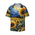 thumbnail image 2 of Lsque Starry Sky Sunflower print Men's Cuban Collar Short Sleeve Shirt Summer Beachwear Casual Button Down Fashionable Vacation Leisure Shirt-3X-Large, 2 of 7
