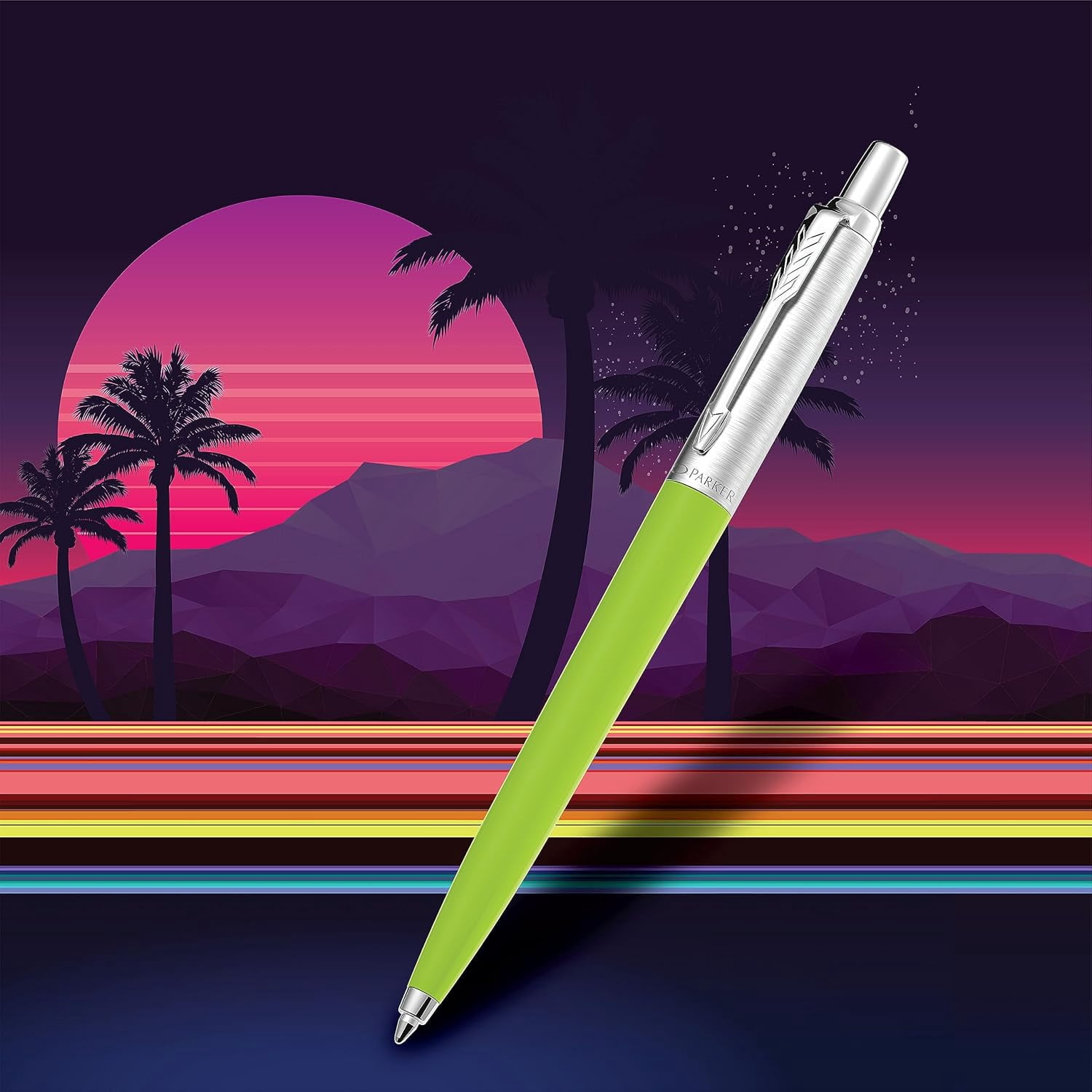 PARKER Jotter Originals Ballpoint Pens | Retrowave Collection | Caribbean Blue & Apple Green | Blue Ink | Medium Point | 2 Count