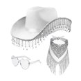 thumbnail image 2 of Sombrero de vaquero occidental para adultos, decoración sencilla, sombrero de jazz novedoso de moda para fiestas y eventos. Blanco, 2 of 9