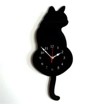 YiJuHui 1pcs Swinging Tail Cat Wall Clock, Silent Quartz Movement, Modern Home Decor for Living Room, Bedroom, Office