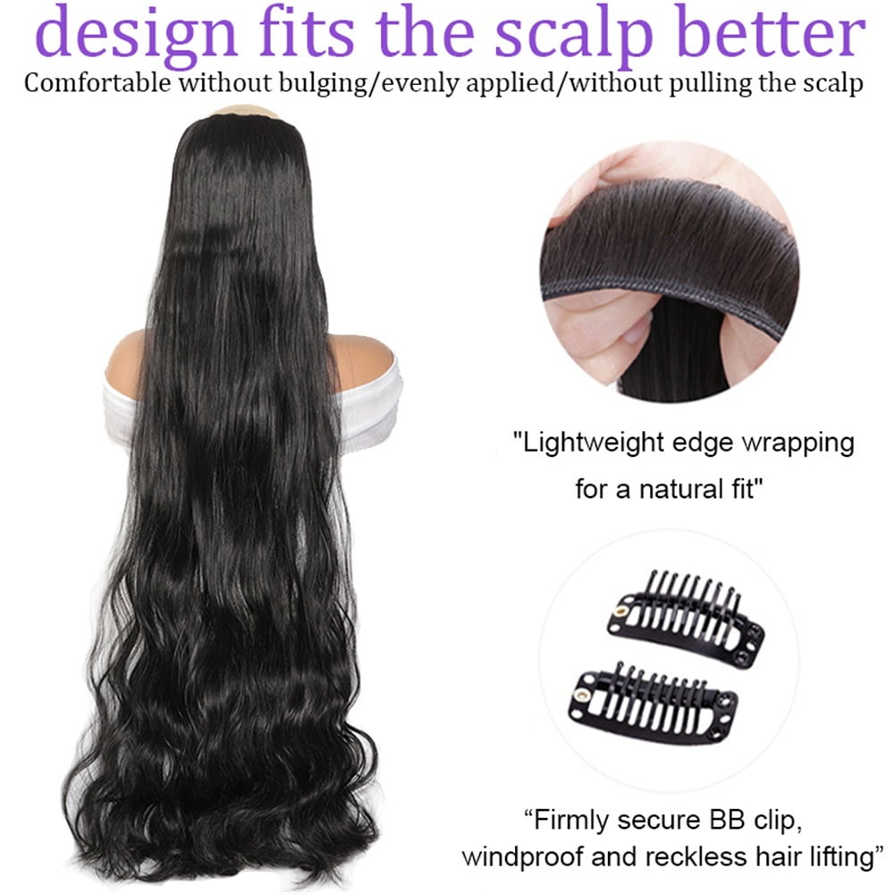 40 Inch Ultra Long Wavy Hair Clip in Hair Extensions One Piece Long Thick Synthetic Hairpieces with 5 Clips for Party Cosplay and Various Occasions