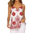 thumbnail image 2 of Xdegoge Spaghetti Strap Tank Top Floral Printed Spaghetti Strap V Neck Tops Flowy Sleeveless Summer Beach Vacation Spring Summer Clothes, 2 of 8