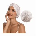 thumbnail image 1 of wonima11 Adjustable Silk Satin Hair Bonnet for Sleeping with 5% Mulberry Silk – Double Layer Hair Cap for Women & Men, Extra Smooth Night Cap for Curly, Braided, Natural Hair – Shower Cap (Champagne), 1 of 1